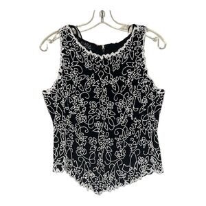 JKARA Beaded Top Womens Large Black All Over Beaded Dressy Fairy Formal Tank